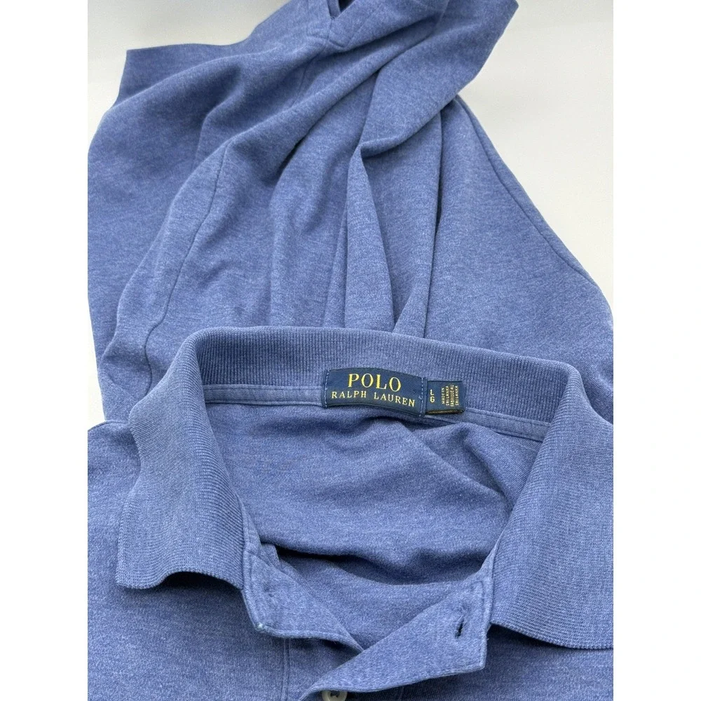 Polo Ralph Lauren Men's Blue Heathered Short Sleeve Polo Shirt Size L